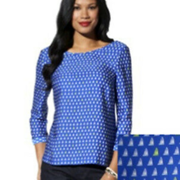 SALE!! Sailboats navy blue blouse with sailboats - Picture 5 of 9